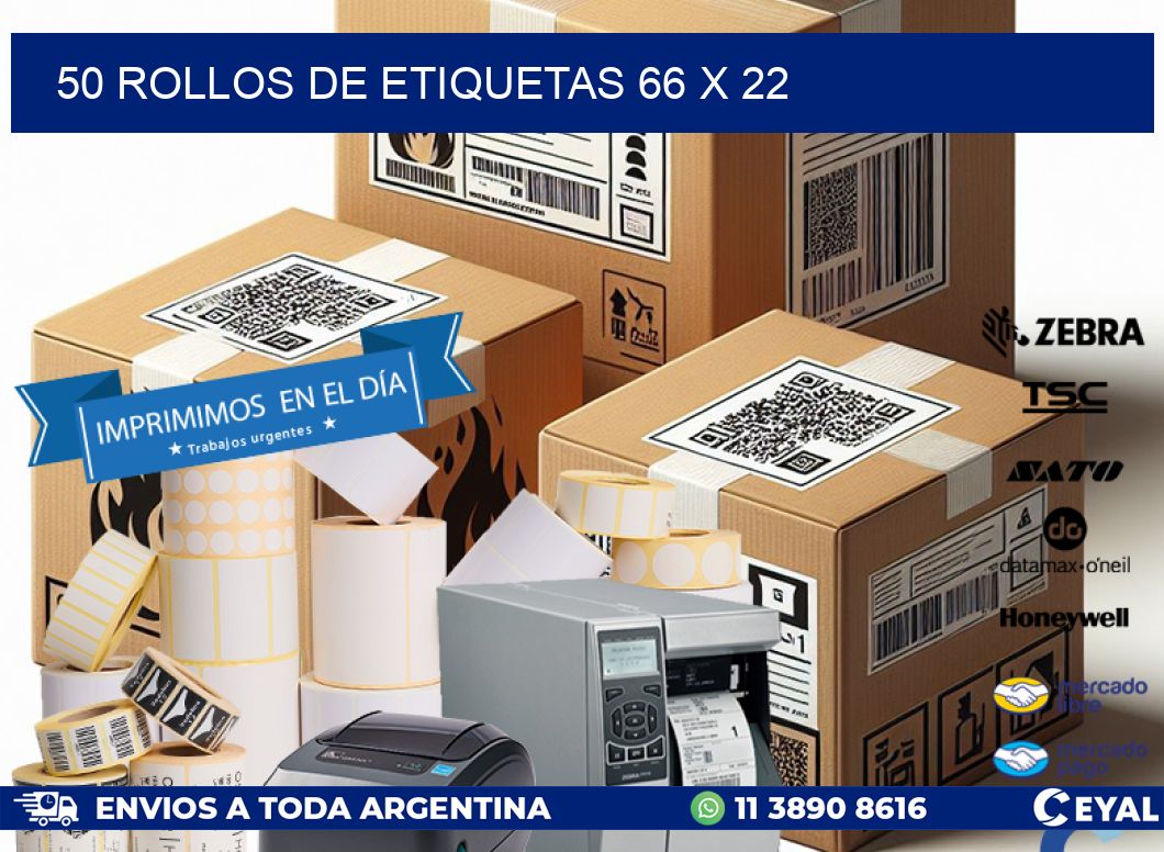 50 ROLLOS DE ETIQUETAS 66 x 22
