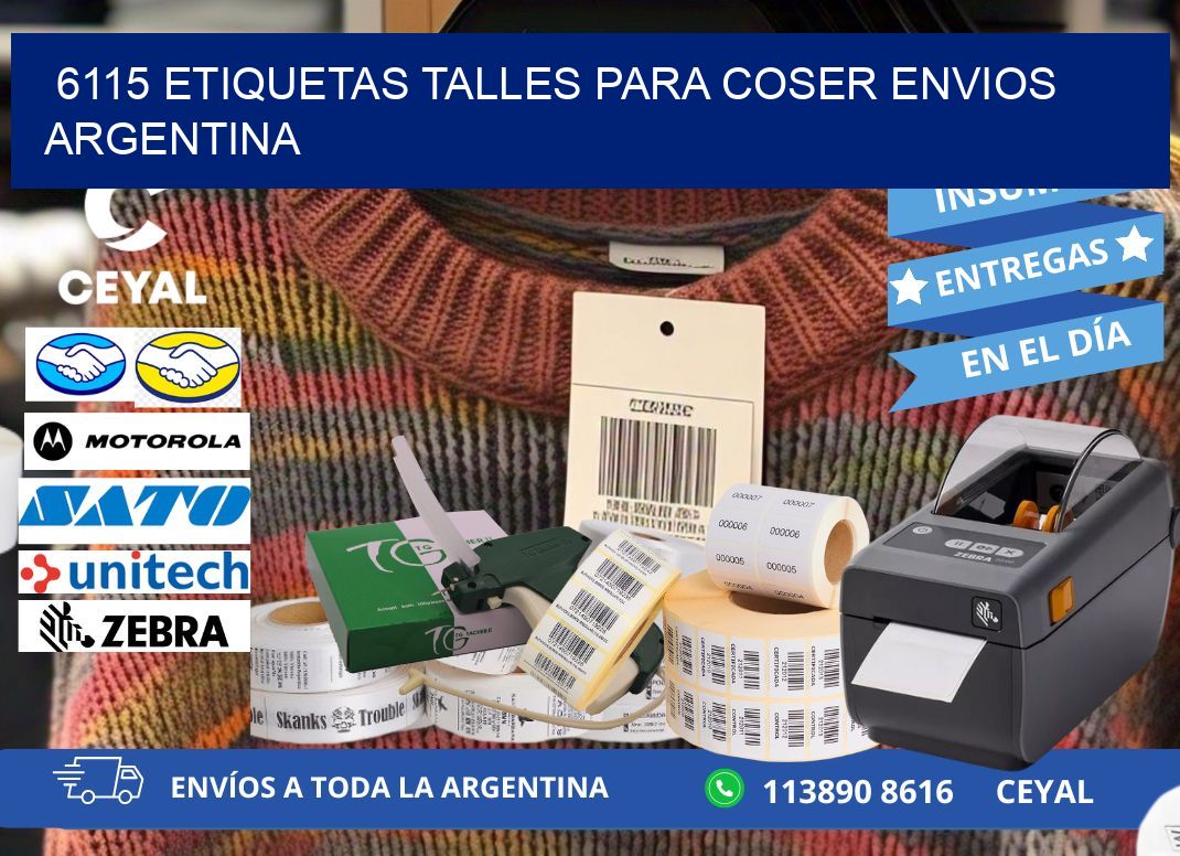 6115 ETIQUETAS TALLES PARA COSER ENVIOS ARGENTINA