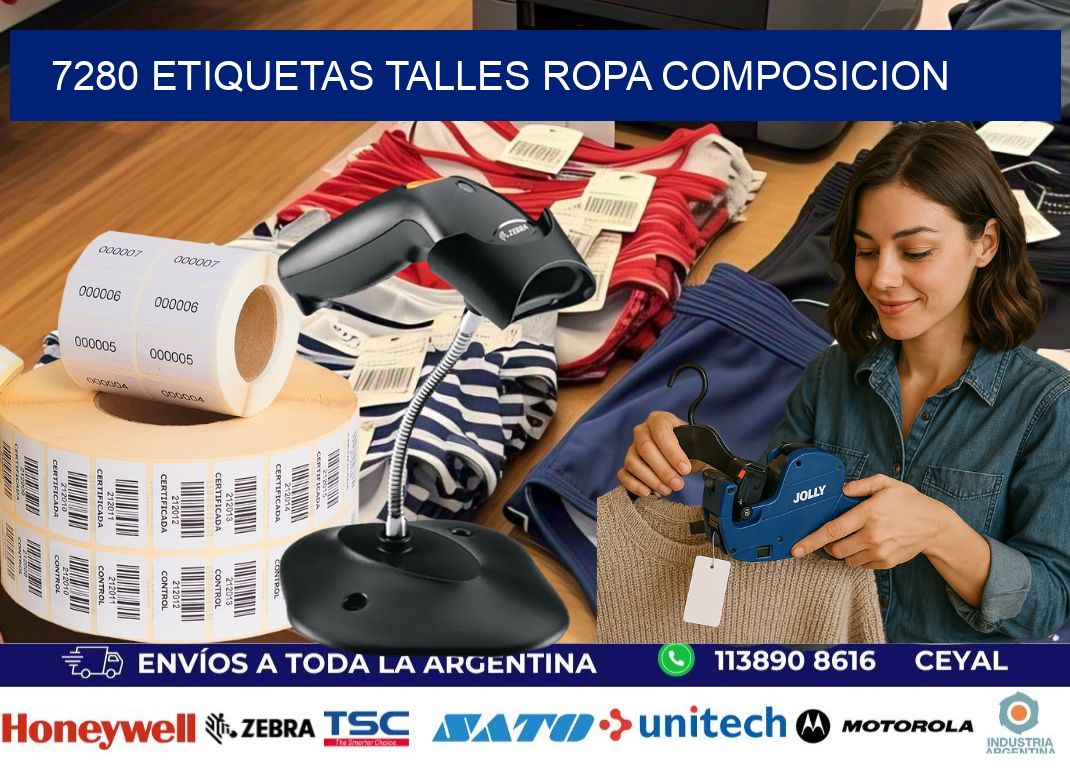 7280 ETIQUETAS TALLES ROPA COMPOSICION