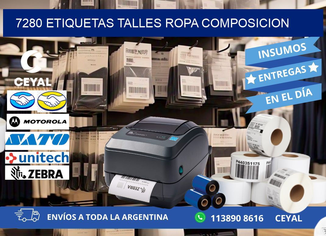 7280 ETIQUETAS TALLES ROPA COMPOSICION