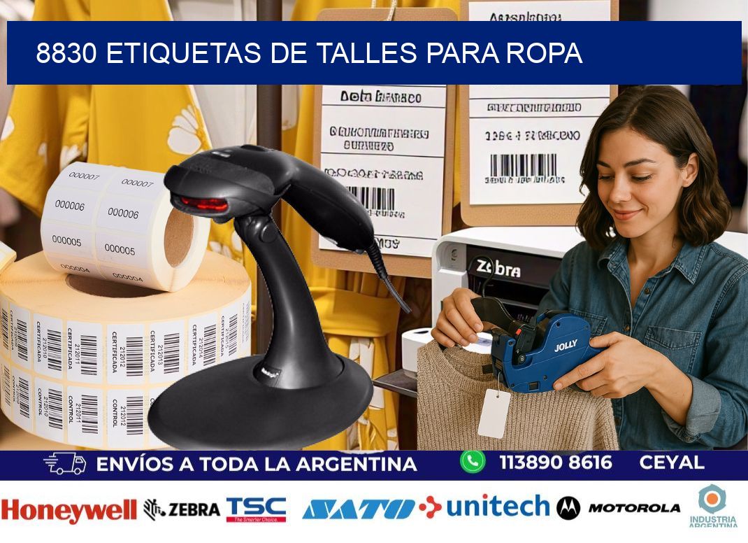 8830 etiquetas de talles para ropa