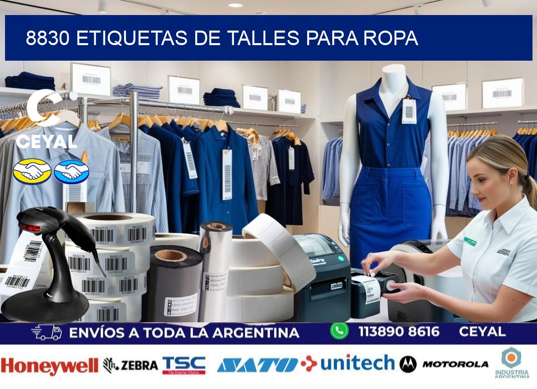 8830 etiquetas de talles para ropa