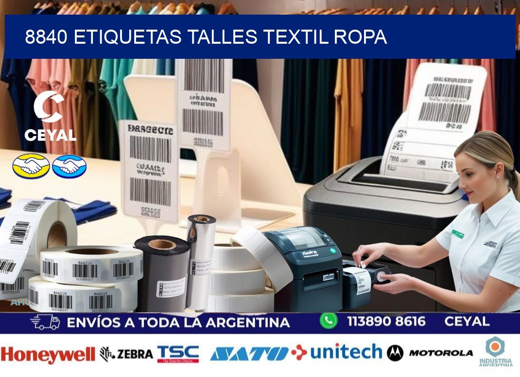8840 ETIQUETAS TALLES TEXTIL ROPA
