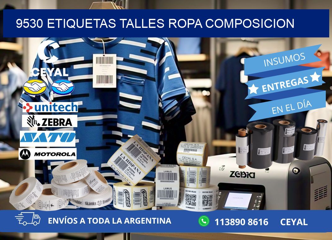 9530 ETIQUETAS TALLES ROPA COMPOSICION