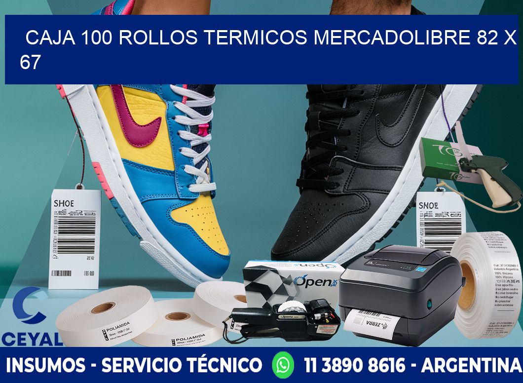 CAJA 100 ROLLOS TERMICOS MERCADOLIBRE 82 x 67