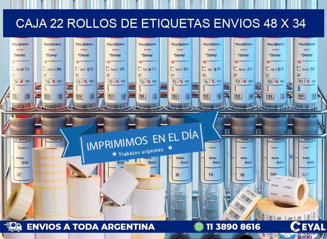 CAJA 22 ROLLOS DE ETIQUETAS ENVIOS 48 x 34