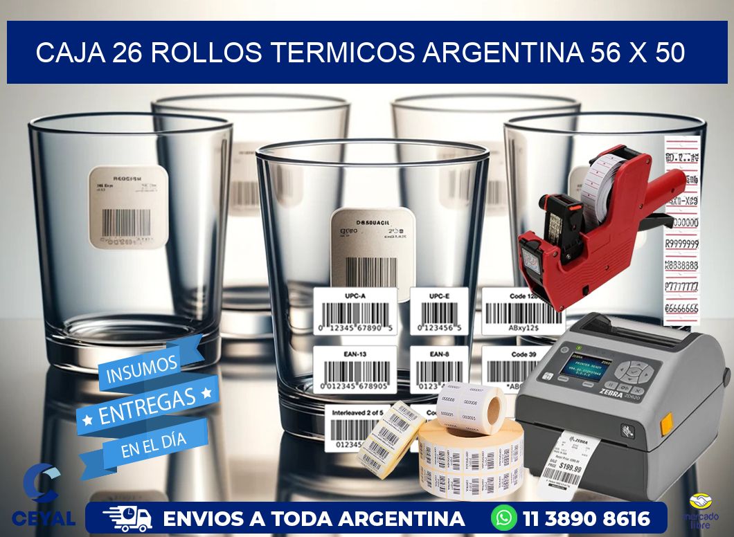 CAJA 26 ROLLOS TERMICOS ARGENTINA 56 x 50