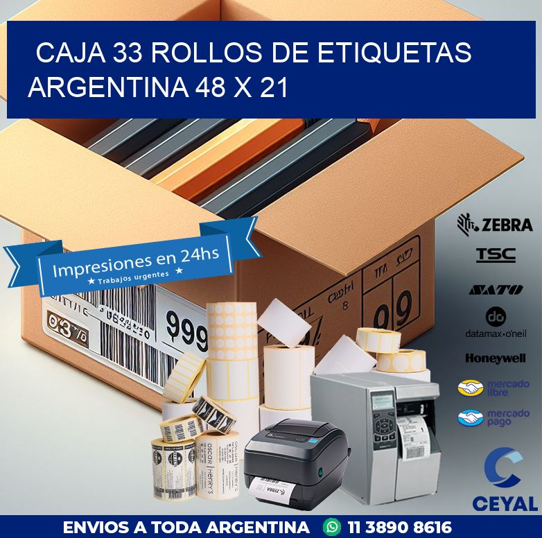 CAJA 33 ROLLOS DE ETIQUETAS ARGENTINA 48 x 21