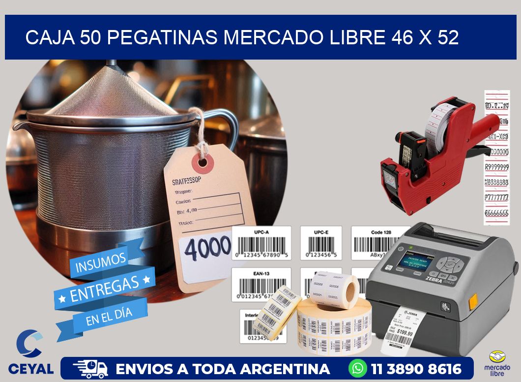 CAJA 50 PEGATINAS MERCADO LIBRE 46 x 52
