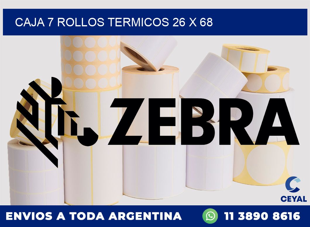 CAJA 7 ROLLOS TERMICOS 26 x 68