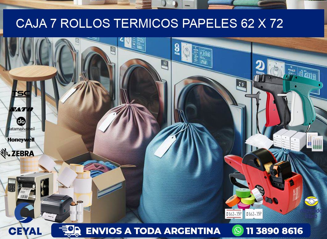 CAJA 7 ROLLOS TERMICOS PAPELES 62 x 72