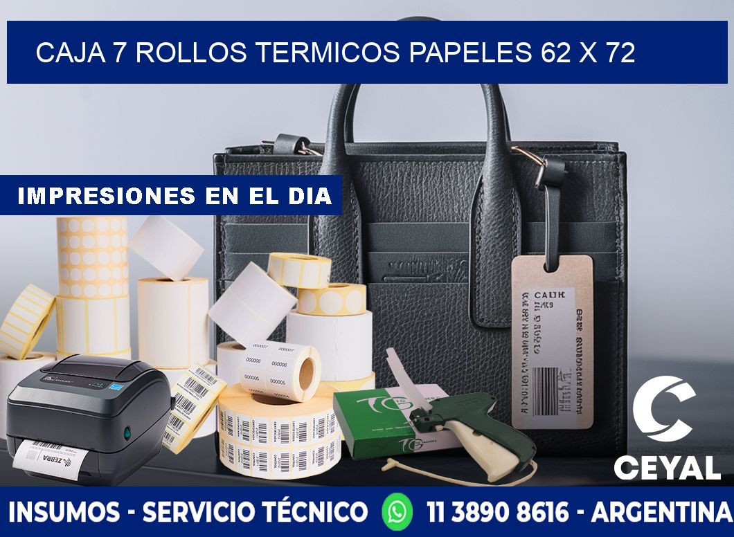 CAJA 7 ROLLOS TERMICOS PAPELES 62 x 72