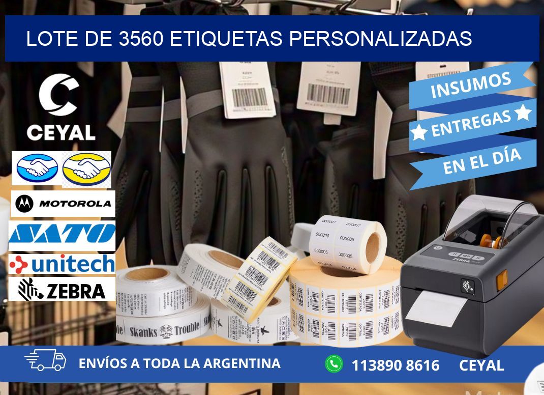 Lote de 3560 etiquetas personalizadas