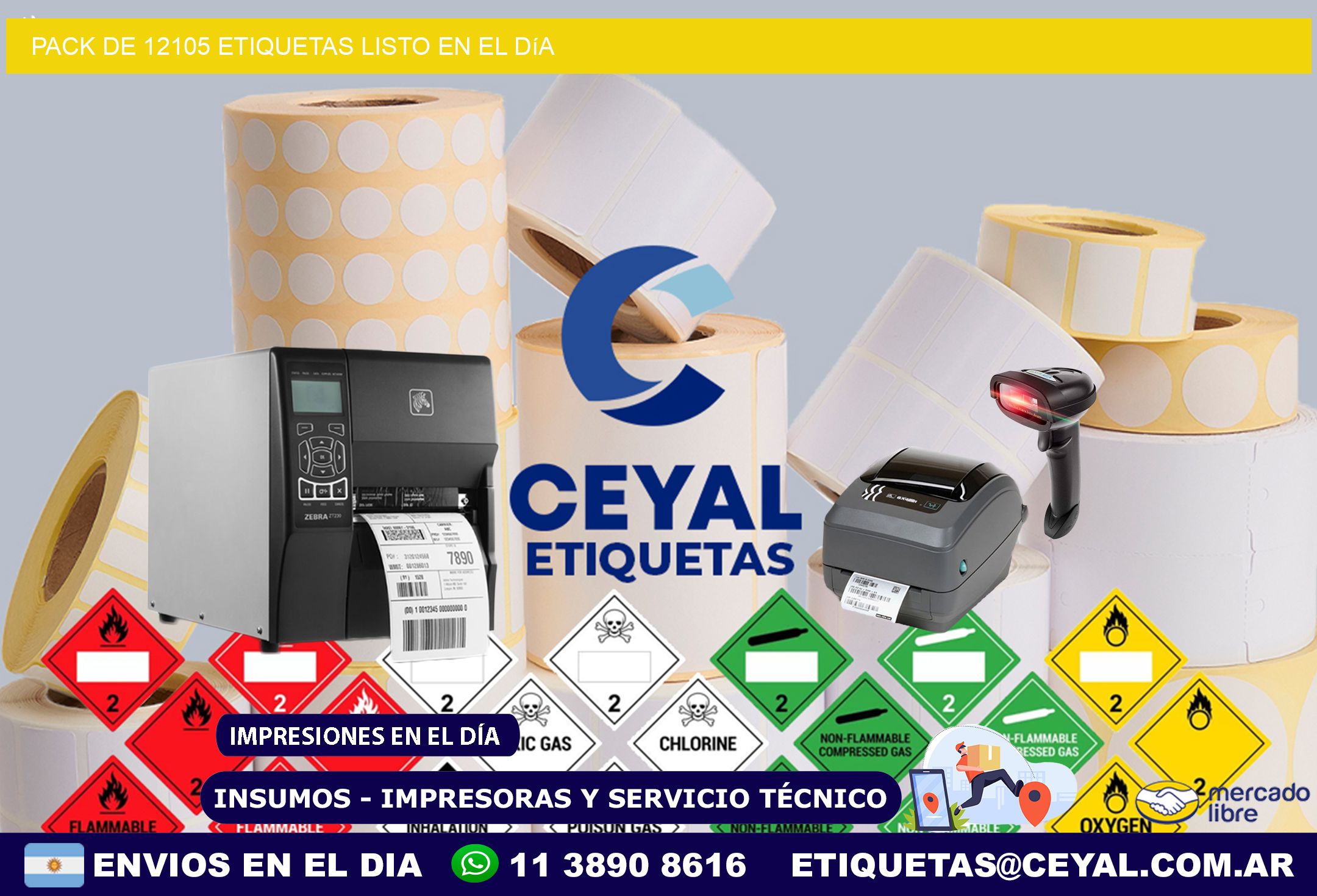 Pack de 12105 etiquetas listo en el día