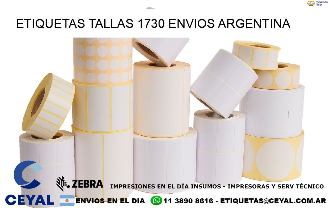 etiquetas tallas 1730 ENVIOS ARGENTINA
