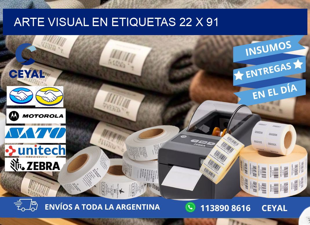 Arte visual en etiquetas 22 x 91