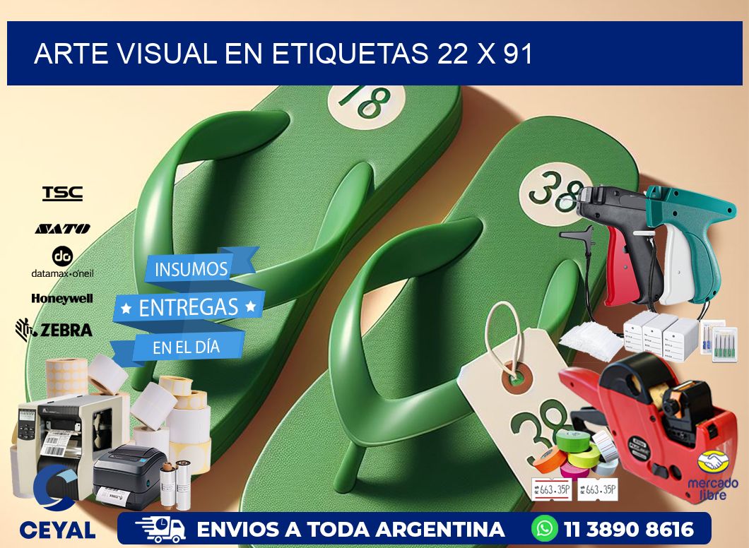 Arte visual en etiquetas 22 x 91