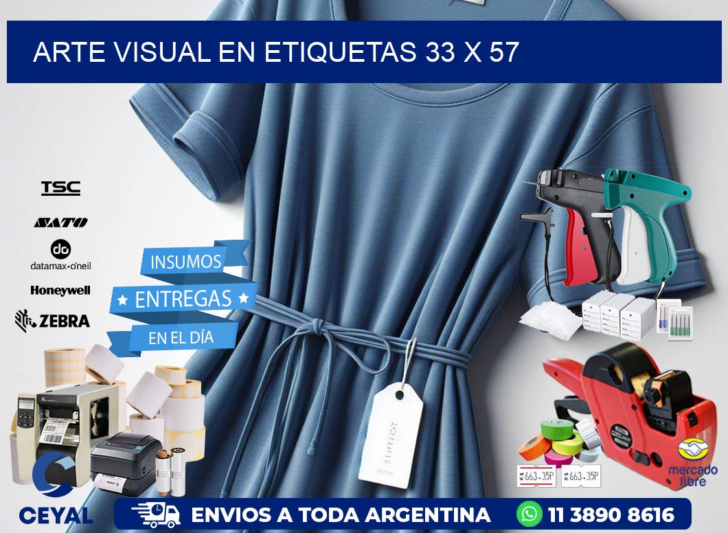 Arte visual en etiquetas 33 x 57