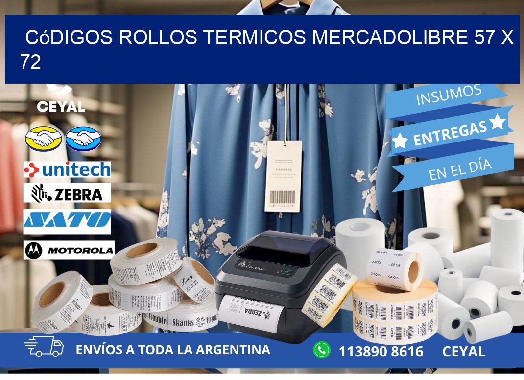 Códigos ROLLOS TERMICOS MERCADOLIBRE 57 x 72