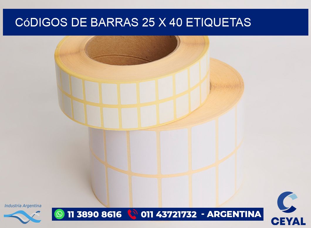 Códigos de Barras 25 x 40 etiquetas