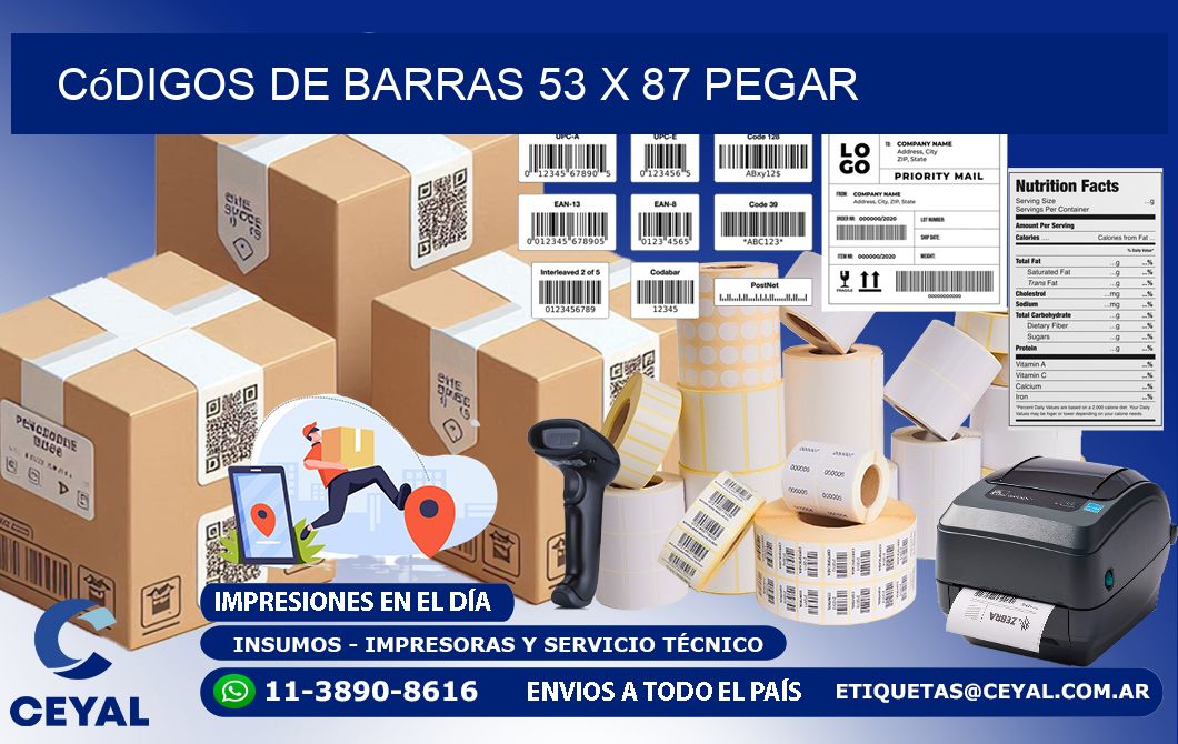 Códigos de Barras 53 x 87 pegar