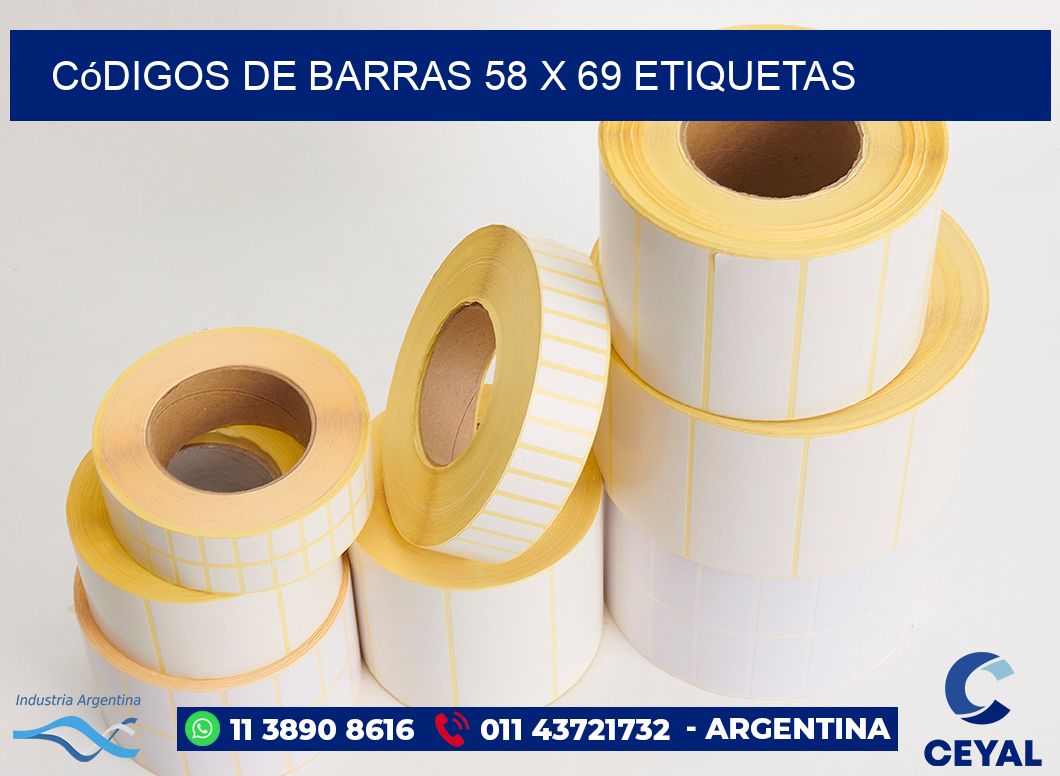 Códigos de Barras 58 x 69 etiquetas