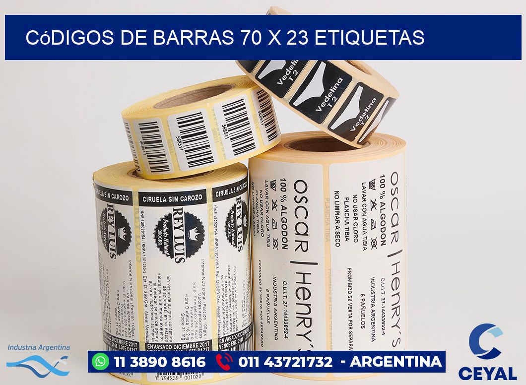 Códigos de Barras 70 x 23 etiquetas