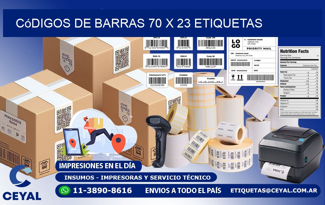 Códigos de Barras 70 x 23 etiquetas