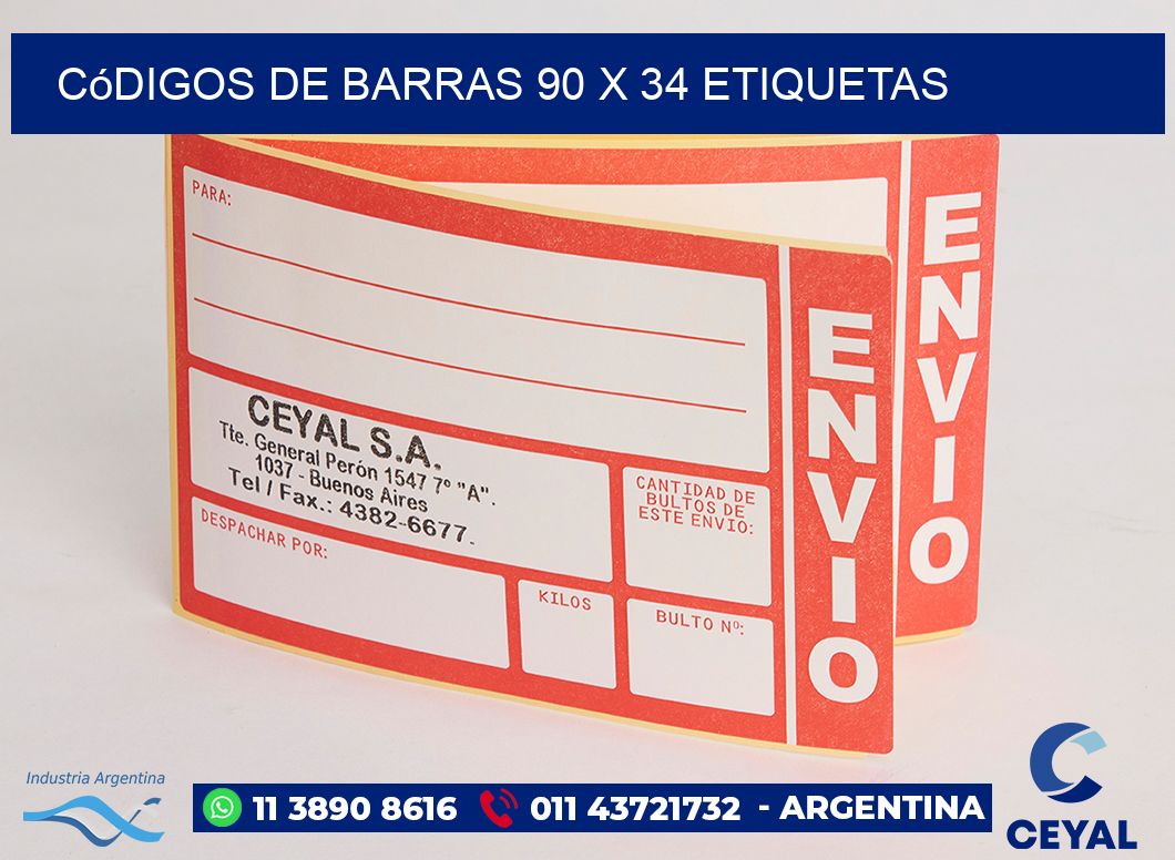 Códigos de Barras 90 x 34 etiquetas