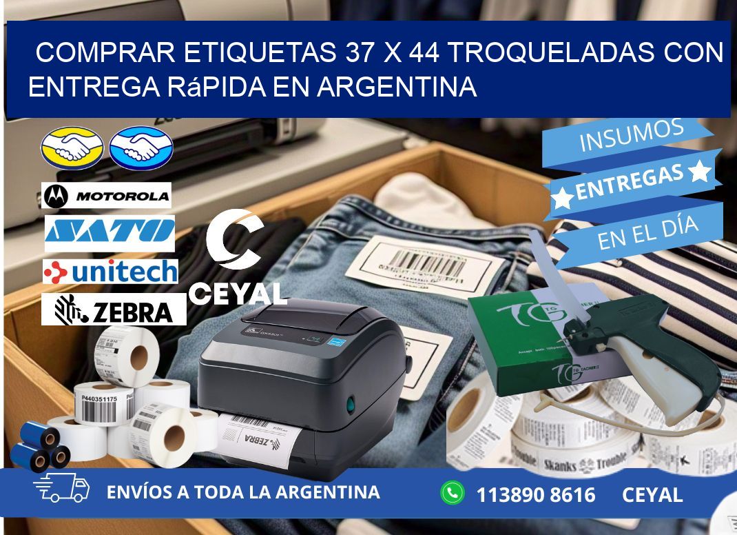 Comprar etiquetas 37 x 44 troqueladas con entrega rápida en Argentina