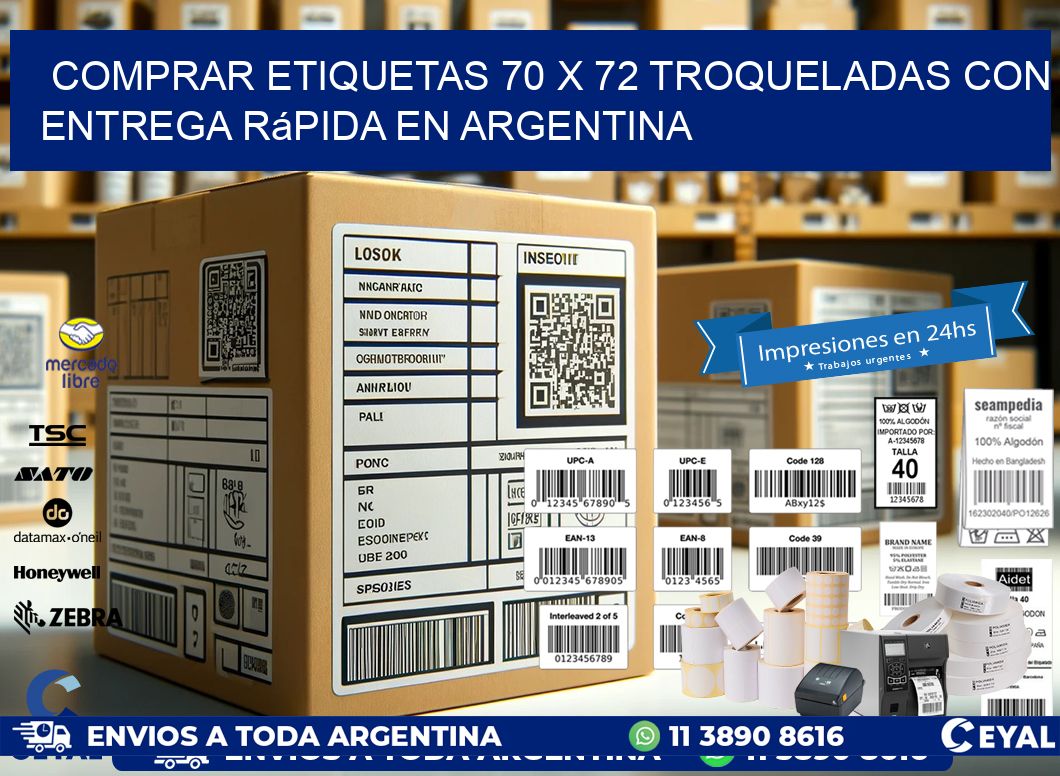 Comprar etiquetas 70 x 72 troqueladas con entrega rápida en Argentina
