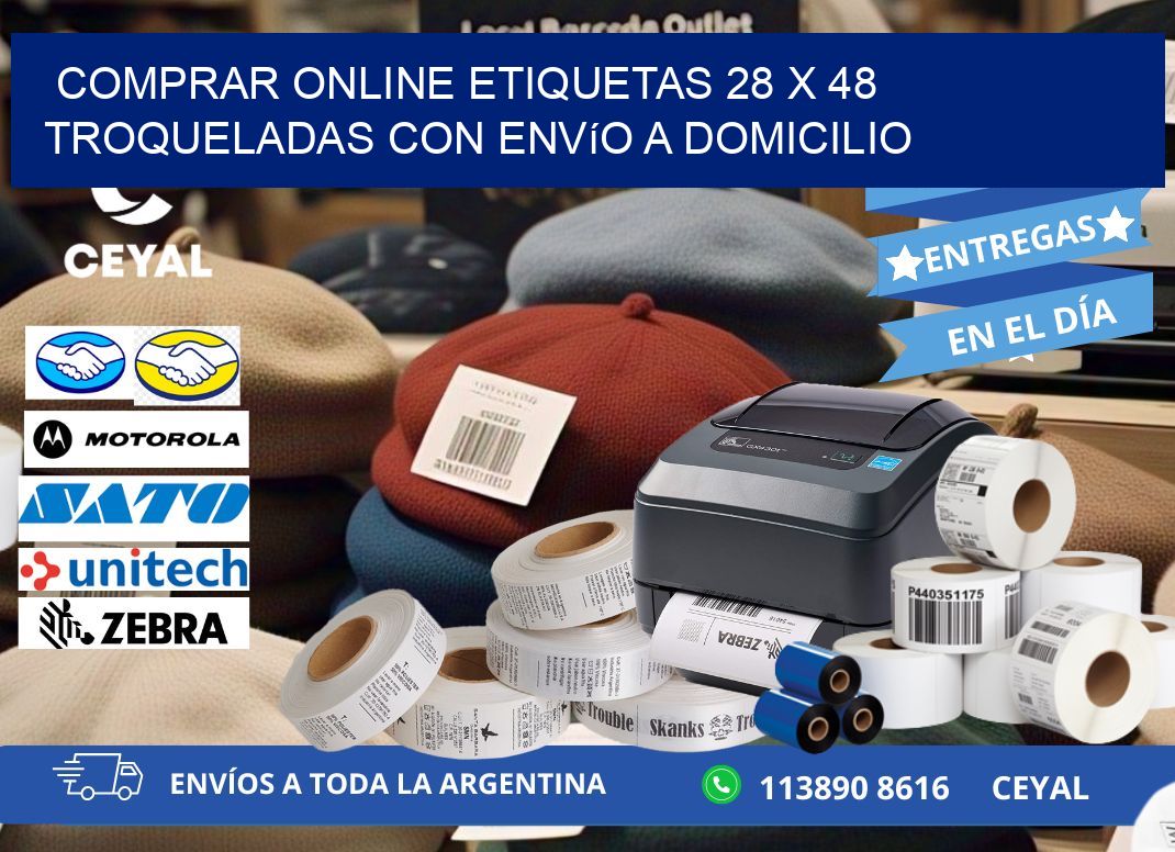 Comprar online etiquetas 28 x 48 troqueladas con envío a domicilio