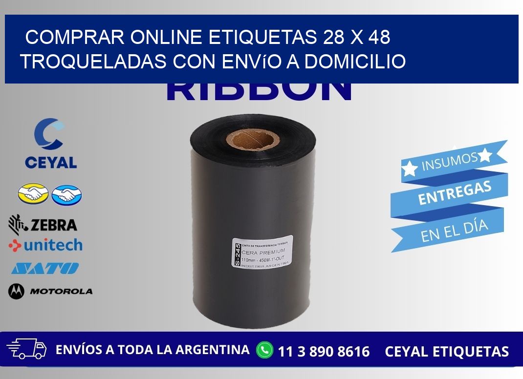 Comprar online etiquetas 28 x 48 troqueladas con envío a domicilio