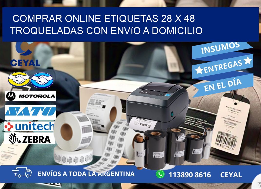 Comprar online etiquetas 28 x 48 troqueladas con envío a domicilio