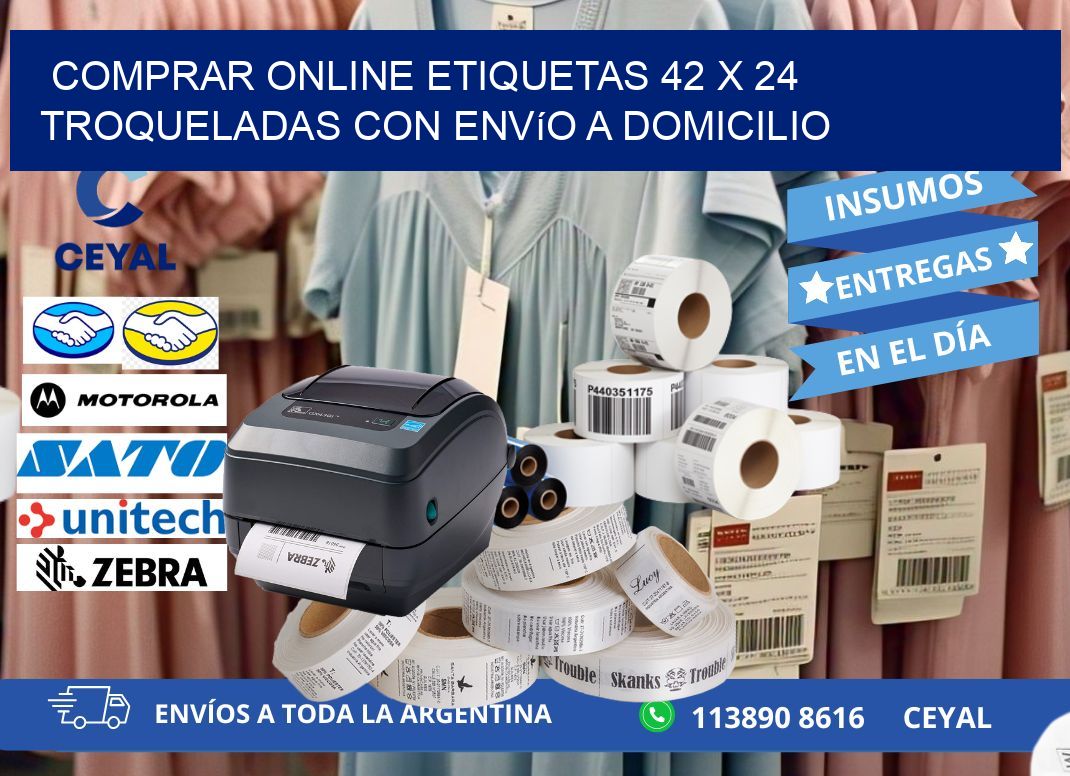 Comprar online etiquetas 42 x 24 troqueladas con envío a domicilio