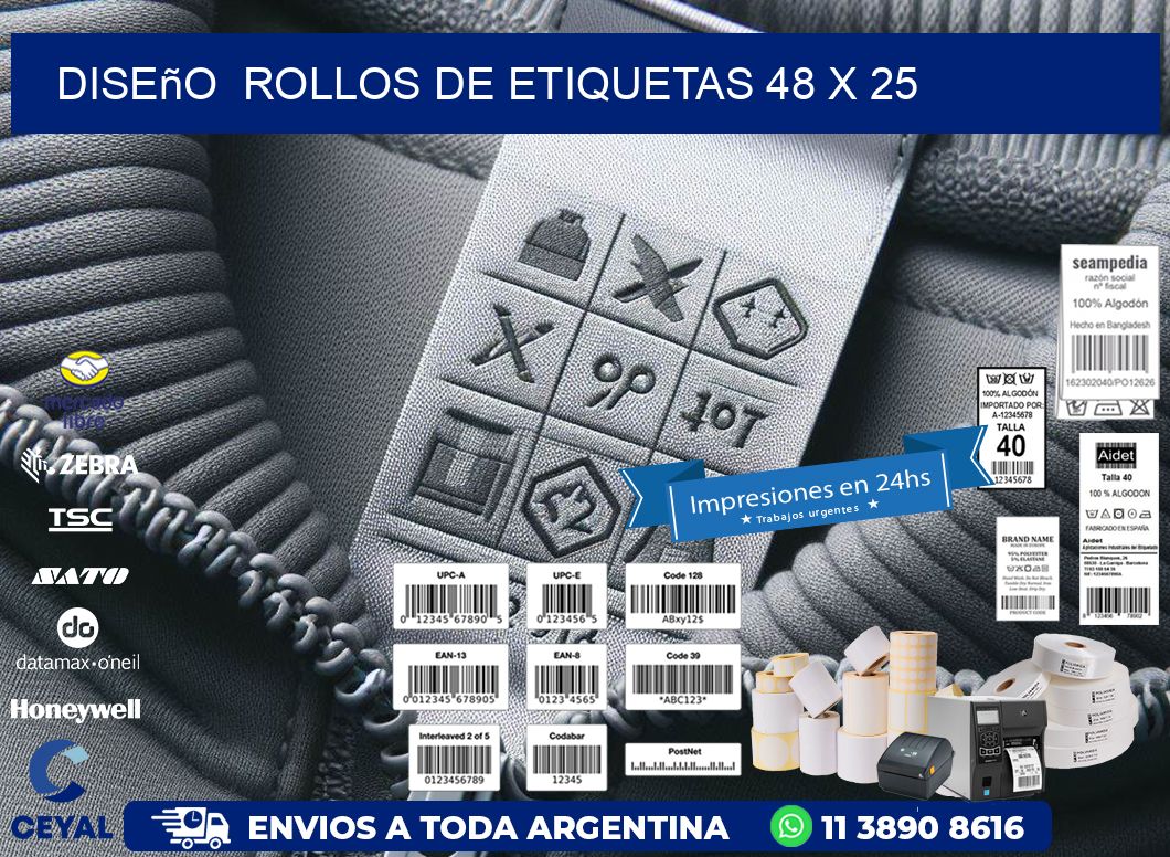 Diseño  ROLLOS DE ETIQUETAS 48 x 25