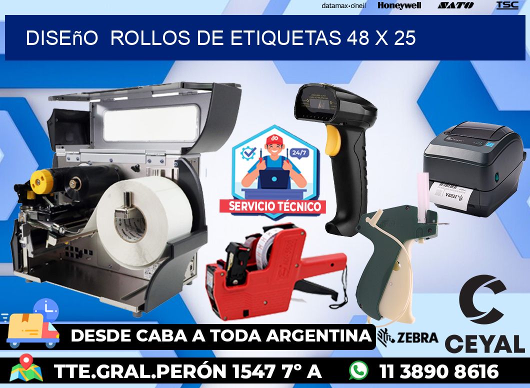 Diseño  ROLLOS DE ETIQUETAS 48 x 25