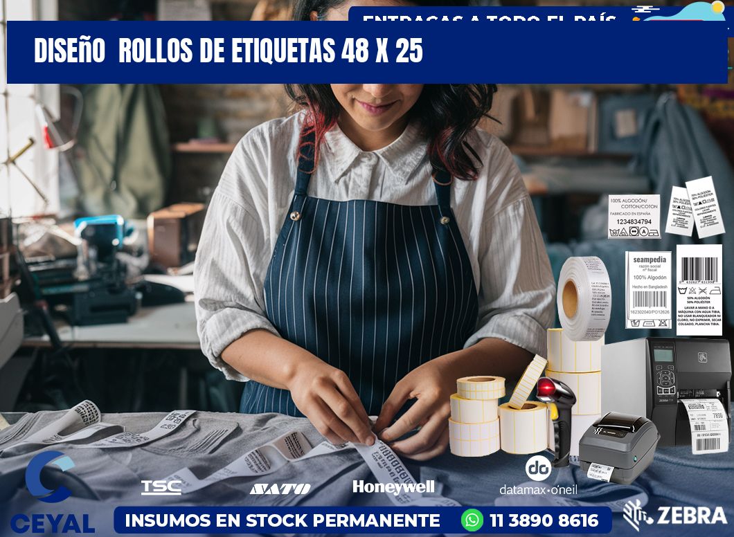 Diseño  ROLLOS DE ETIQUETAS 48 x 25