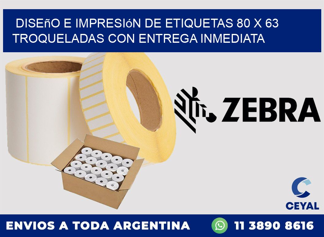 Diseño e impresión de etiquetas 80 x 63 troqueladas con entrega inmediata