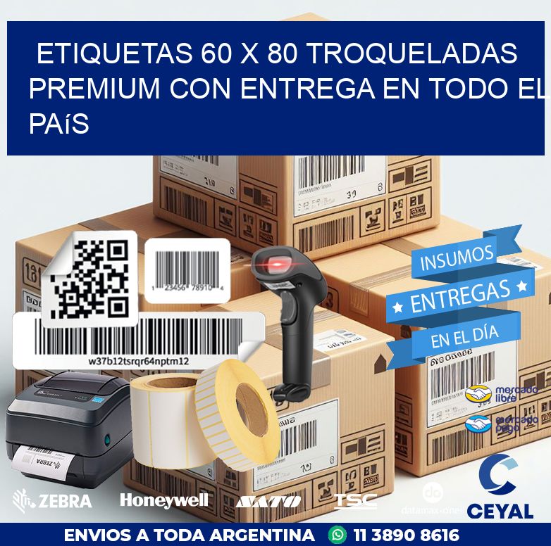 Etiquetas 60 x 80 troqueladas premium con entrega en todo el país