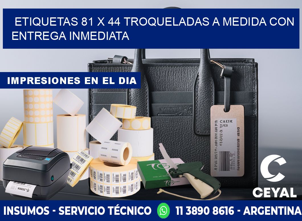 Etiquetas 81 x 44 troqueladas a medida con entrega inmediata