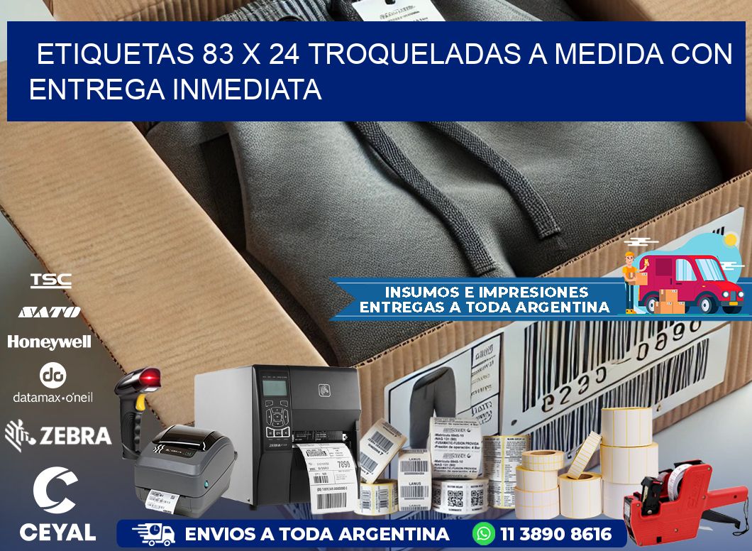 Etiquetas 83 x 24 troqueladas a medida con entrega inmediata