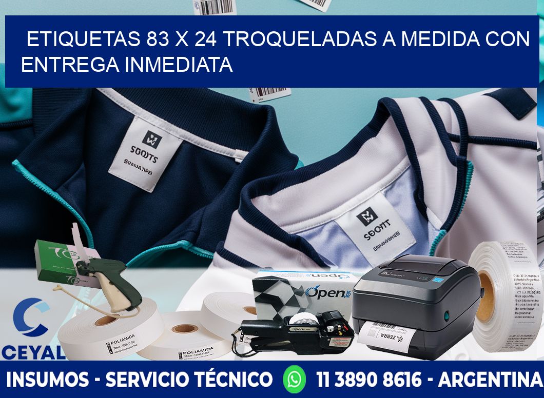 Etiquetas 83 x 24 troqueladas a medida con entrega inmediata