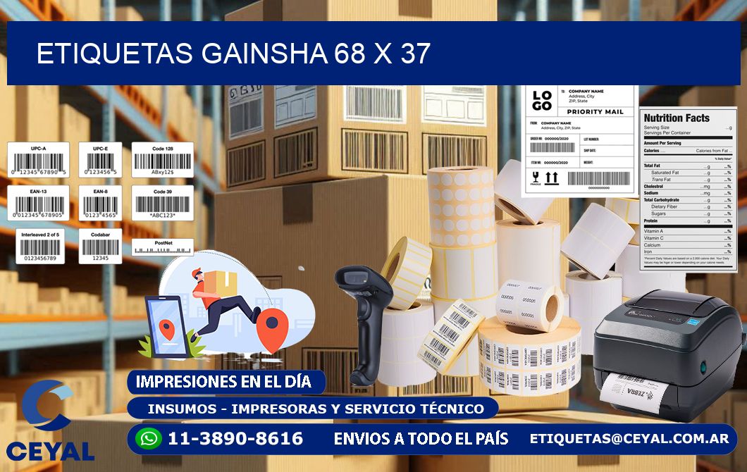 Etiquetas gainsha 68 x 37
