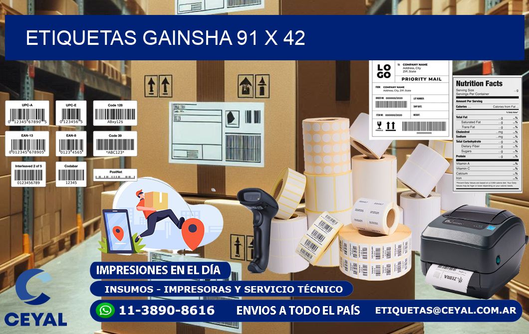 Etiquetas gainsha 91 x 42