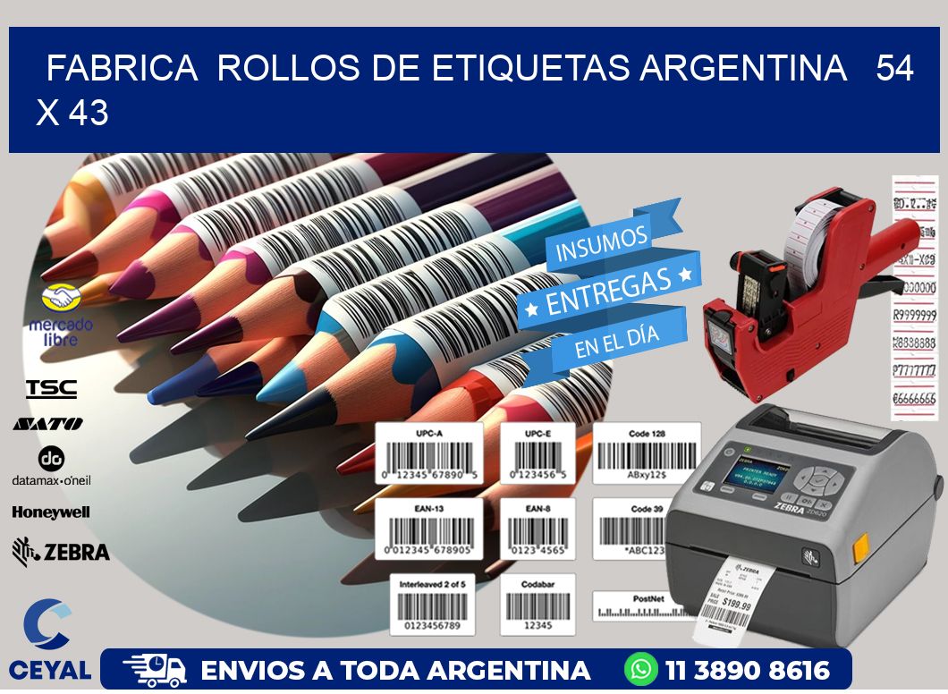 Fabrica  ROLLOS DE ETIQUETAS ARGENTINA   54 x 43