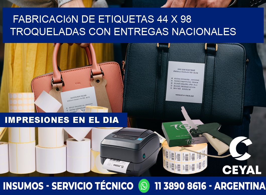 Fabricación de etiquetas 44 x 98 troqueladas con entregas nacionales