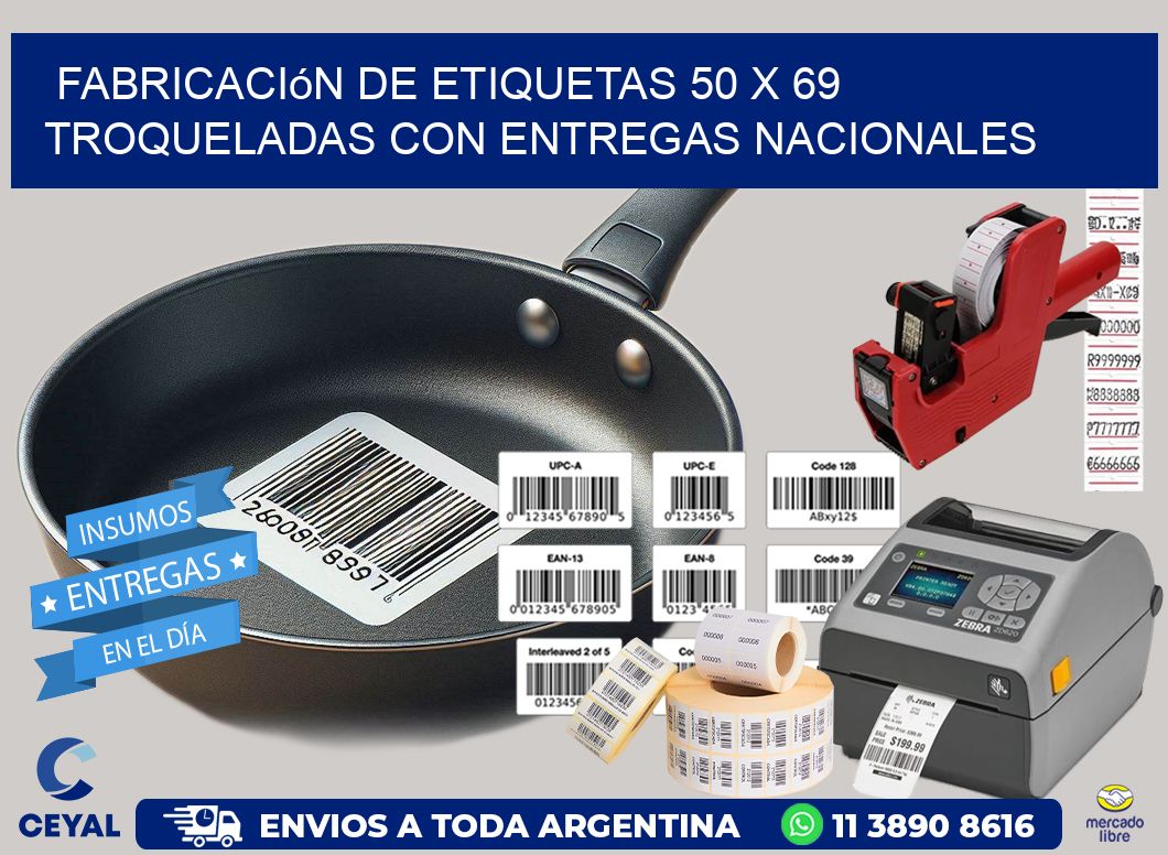 Fabricación de etiquetas 50 x 69 troqueladas con entregas nacionales