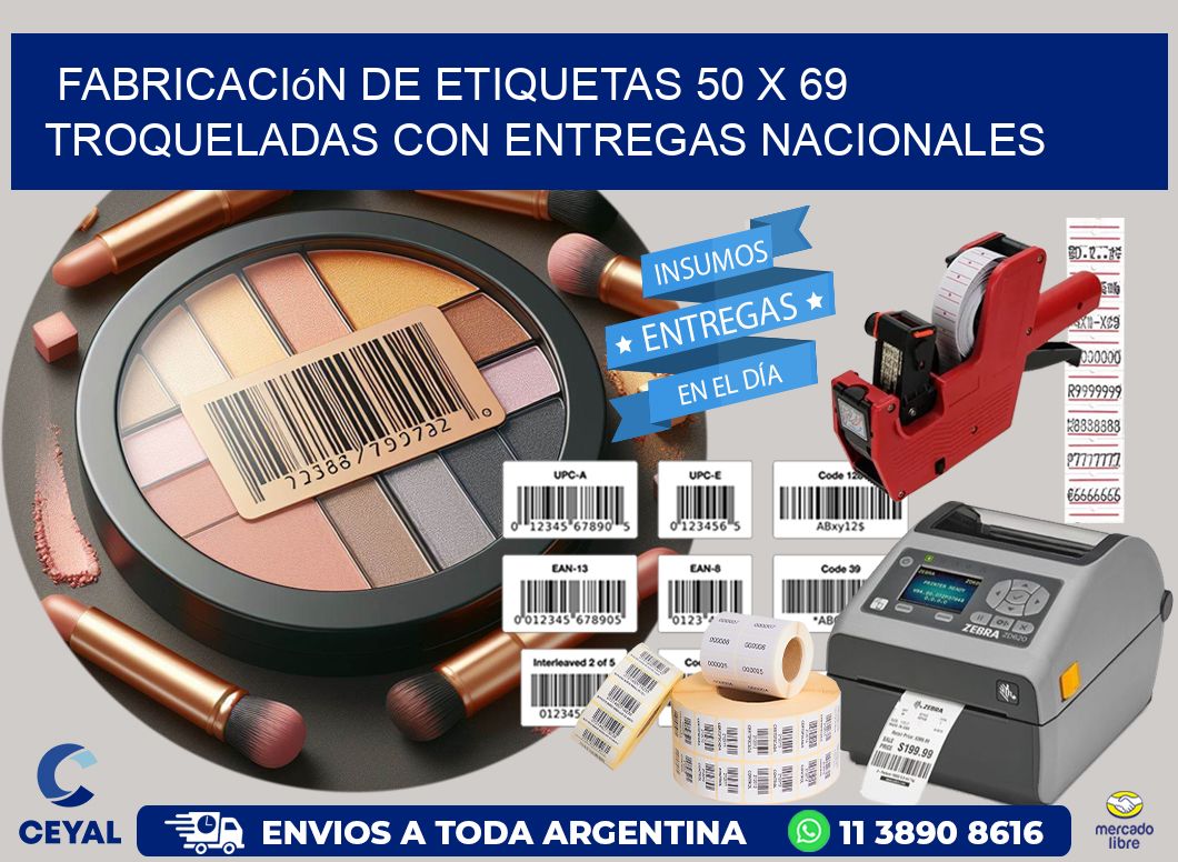 Fabricación de etiquetas 50 x 69 troqueladas con entregas nacionales