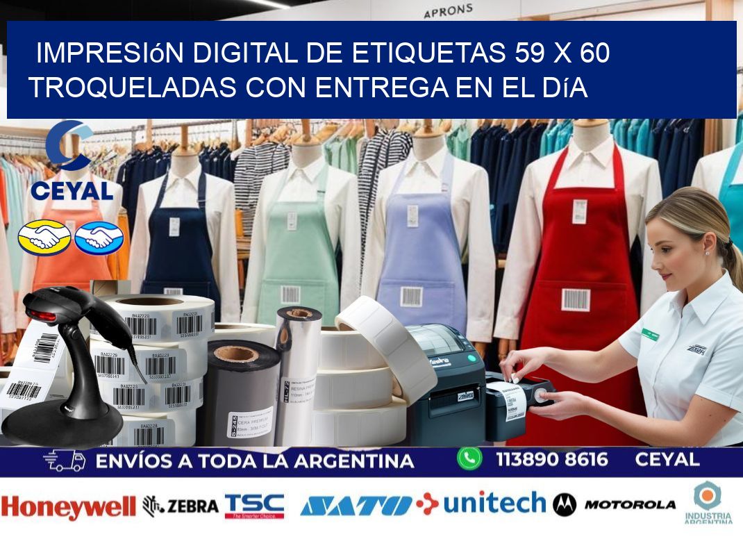 Impresión digital de etiquetas 59 x 60 troqueladas con entrega en el día